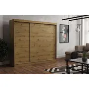 Skapis Emily Classic Platums 250 cm, Dziļums 60 Augstums 215 Izgatavošanas materiāls Lksp, Virsma Matēta, Plauktu skaits 11, Durvju 3, Bīdāmās durvis 1, Ar spoguli nē, ar plauktiem Krāsa ozols artisan