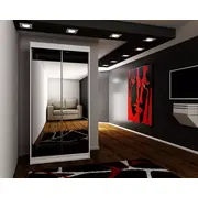 Skapis Top 32 ar Led Ar 1, Platums 100 cm, Dziļums 62 Augstums 200 Izgatavošanas materiāls Lksp, Plauktu skaits 6, Durvju 2, Bīdāmās durvis spoguli jā, plauktiem Krāsa balts
