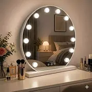 Spogulis Hollywood 50 ar Led Diametrs cm, Forma aplis, Spoguļa veids galda, Ar 1
