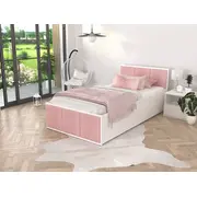 Gulta Panama T White Plus ar stelāžu Guļamvietas platums 120 cm, Korpusa krāsa balts, garums 200 stelāžas tips metāla, Platums 124 Garums 205 Elementu gaiši rozā, Augstums 81 Apdares materiāls audums, Ar veļas kasti 1, no grīdas līdz matracim