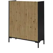 Kumode Lando 01 Platums 100 cm, Korpusa krāsa melns, Dziļums 40 Augstums 125 Elementu ozols artisan, Ar durtiņām 1, Izgatavošanas materiāls Lksp  finieris, Virsma mātēta, Durtiņu skaits 2