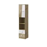 Skapis Nero 05 gloss Platums 40 cm, Dziļums Augstums 191 Korpusa krāsa ozols artisan  balts, Izgatavošanas materiāls Ksp, Virsma Matēta spīdīga, Elementu Plauktu skaits 4, Atvilktņu 2, Durvju Ar atvilktnēm 1, spoguli nē, ar plauktiem 1