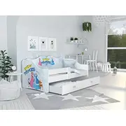 Bērnu gulta Neli Snow Princess ar stelāžu Guļamvietas platums 80 cm, garums 160 Platums 85 Garums 163 Augstums 65 Ar resti 1, barjeru veļas kasti Virsma Matēta, Guļamvietu skaits stelāžas tips koka, Izgatavošanas materiāls Mdf plātne, Krāsa