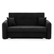Dīvāns Laine Guļamvietas platums 125 cm, Platums 155 Krāsa Melns, Augstums 75 garums 196 Apdare Poco 10, Kājiņu krāsa Melns