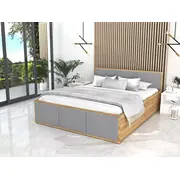 Gulta Panama T Craft Plus ar stelāžu Guļamvietas platums 180 cm, Korpusa krāsa ozols kraft, garums 200 stelāžas tips metāla, Platums 184 Garums 205 Elementu pelēks, Augstums 81 Apdares materiāls audums, Ar veļas kasti 1, no grīdas līdz matrac