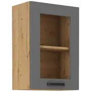 Virtuves skapis Luna Artisan 40 Gs 1F Augstums 71.5, Dziļums 31, Korpusa krāsa ozols artisan, Platums 40, Elementu pelēks, Ar durtiņam 1, Virsma Matēts, Materiāls  Mdf melamīns