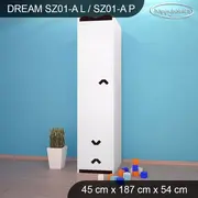Bērnu skapis Dream Sz01-A Platums 45 cm, Korpusa krāsa balts, Elementu kastanis venge, Dziļums 54 Augstums 187 Izgatavošanas materiāls Mdf plātne, Plauktu skaits 2, Durvju 1, Ar spoguli nē, atvilktnēm 1