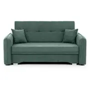 Dīvāns Laine Guļamvietas platums 125 cm, Platums 155 Krāsa Zaļš, Augstums 75 garums 196 Apdare Poco 100, Kājiņu krāsa Melns