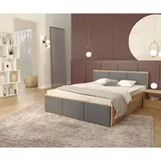Gulta Panama T Craft ar stelāžu Guļamvietas platums 140 cm, Korpusa krāsa ozols kraft, garums 200 stelāžas tips koka, Platums 144 Garums 205 Elementu grafīts, Augstums 81 Apdares materiāls audums, no grīdas līdz matracim Min 42 Ar resti