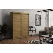 Skapis Emily Classic Platums 160 cm, Dziļums 60 Augstums 215 Izgatavošanas materiāls Lksp, Virsma Matēta, Plauktu skaits 6, Durvju 2, Bīdāmās durvis 1, Ar spoguli nē, ar plauktiem Krāsa ozols artisan