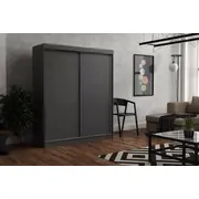 Skapis Emily Classic Platums 180 cm, Dziļums 60 Augstums 215 Izgatavošanas materiāls Lksp, Virsma Matēta, Plauktu skaits 6, Durvju 2, Bīdāmās durvis 1, Ar spoguli nē, ar plauktiem Krāsa antracīts