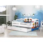 Bērnu gulta Neli Paw Patrol ar stelāžu Guļamvietas platums 80 cm, garums 160 Platums 85 Garums 163 Augstums 65 Ar resti 1, barjeru veļas kasti Virsma Matēta, Guļamvietu skaits stelāžas tips koka, Izgatavošanas materiāls Mdf plātne, Krāsa b