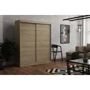 Skapis Emily Classic Platums 180 cm, Dziļums 60 Augstums 215 Izgatavošanas materiāls Lksp, Virsma Matēta, Plauktu skaits 6, Durvju 2, Bīdāmās durvis 1, Ar spoguli nē, ar plauktiem Krāsa sonoma