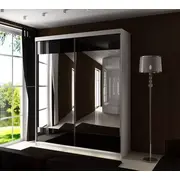 Skapis Top 32 ar Led Ar 1, Platums 150 cm, Dziļums 62 Augstums 200 Izgatavošanas materiāls Lksp, Plauktu skaits 6, Durvju 2, Bīdāmās durvis spoguli jā, plauktiem Krāsa balts