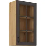 Virtuves skapis Stilo Artisan 40 Gs 1F Augstums 90, Dziļums 31, Korpusa krāsa ozols artisan, Platums 40, Elementu grafīts, Ar durtiņam 1, Virsma Matēts, Materiāls  Mdf melamīns