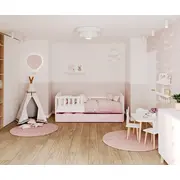 Bērnu gulta Kubus P Mdf 80X160 ar stelāžu  Guļamvietas platums 80 cm, garums 160 Platums 86 Garums 168 Augstums 74 Ar resti 1, barjeru veļas kasti Virsma Matēta, Guļamvietu skaits Korpusa krāsa balts, Elementu rozā, Izgatavošanas mate