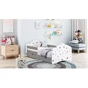 Bērnu gulta Mobi 40 70X140 ar stelāžu Guļamvietas platums 70 cm, garums 140 Platums 82 Garums 148 Augstums 65 Ar resti 1, barjeru matraci veļas kasti Guļamvietu skaits Matrača apraksts Putas Porolons, Korpusa krāsa tumši pelēks, Ele
