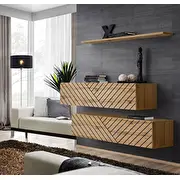 Plaukts Switch Sb 2 Lamel Platums 130 cm, Korpusa krāsa ozols votāns, Elementu Augstums 110 Dziļums 30 Materiāls Lksp  finieris Pvh, Plaukta tips sienas, Ar durtiņām 1, Sienas Virsma mātēta, Plauktu skaits 5