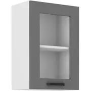Virtuves skapis Luna 40 Gs 1F Augstums 71.5, Dziļums 31, Korpusa krāsa balts, Platums 40, Elementu pelēks, Ar durtiņam 1, Virsma Matēts, Materiāls  Mdf melamīns