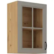 Virtuves skapis Stilo Artisan 40 Gs 1F Augstums 71.5, Dziļums 31, Korpusa krāsa ozols artisan, Platums 40, Elementu bēši pelēks, Ar durtiņam 1, Virsma Matēts, Materiāls  Mdf melamīns