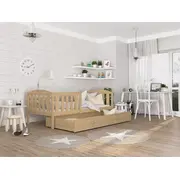 Bērnu gulta Kubus P 80X160 ar stelāžu  Guļamvietas platums 80 cm, garums 160 Platums 86 Garums 168 Augstums 74 Ar resti 1, barjeru veļas kasti Virsma Matēta, Guļamvietu skaits Korpusa krāsa Priede, Elementu priede, Izgatavošanas mater
