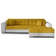 Dīvāns Sorento Guļamvietas platums 128 cm, Platums 296 Izvēlieties stūra novietojumu Pa labi, Krāsa Dzeltens, Augstums 78 garums 242 Apdare Omega 68, Soft 17, Kājiņu krāsa sudrabs