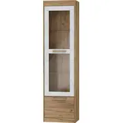 Grāmatu skapis Maximus Mxs 43 Platums 52 cm, Dziļums 33.4 Augstums 193 Materiāls laminēta Ksp, Virsma mātēta, Ar durtiņām 1, Krāsa zelts ozols  balts