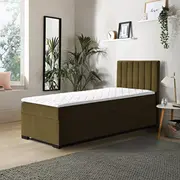 Gulta Eryk 90X200 Boxspring Standard Guļamvietas platums 90 cm, garums 200 Platums 94 Garums 207 Augstums 105 Apdares materiāls audums, Ar veļas kasti 1, no grīdas līdz matracim Min 58 matraci Kontinentālas Auduma nosaukums Mono 228