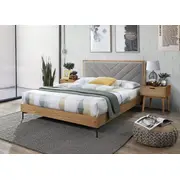 Gulta Margarita 160X200 ar stelāžu Guļamvietas platums 160 cm, Korpusa krāsa ozols, garums 200 Platums 165 Garums 208 Elementu pelēks, Augstums 100 Apdares materiāls audums, no grīdas līdz matracim Min 30 Ar resti 1, Virsma matēta, Izg