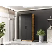 Skapis Gold 2D Platums 78 cm, Dziļums 52.5 Augstums 205 Korpusa krāsa ozols craft zelts, Izgatavošanas materiāls Lksp, Virsma Matēta, Elementu melns, Plauktu skaits 1, Durvju 2, Ar spoguli nē, ar plauktiem 1