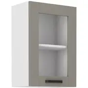Virtuves skapis Luna 40 Gs 1F Augstums 71.5, Dziļums 31, Korpusa krāsa balts, Platums 40, Elementu bēši pelēks, Ar durtiņam 1, Virsma Matēts, Materiāls  Mdf melamīns
