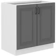 Virtuves skapis Stilo 80 D 2F Bb Augstums 82, Dziļums 52, Korpusa krāsa balts, Platums 80, Elementu pelēks, Ar durtiņam 1, Virsma Matēts, Materiāls  Mdf melamīns