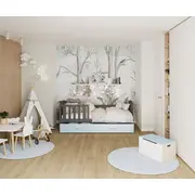 Bērnu gulta Kubus P Mdf 80X160 ar stelāžu  Guļamvietas platums 80 cm, garums 160 Platums 86 Garums 168 Augstums 74 Ar resti 1, barjeru veļas kasti Virsma Matēta, Guļamvietu skaits Korpusa krāsa Pelēka, Elementu gaiši zils, Izgatavošan