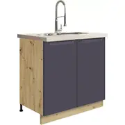 Virtuves skapis Glamour 12D-13D Augstums 82, Dziļums 51, Korpusa krāsa ozols artisan, Platums 80, Elementu zils, Ar durtiņam 1, Virsma Matēts, Materiāls  Mdf Lksp