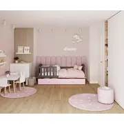 Bērnu gulta Kubus P Mdf 80X160 ar stelāžu  Guļamvietas platums 80 cm, garums 160 Platums 86 Garums 168 Augstums 74 Ar resti 1, barjeru veļas kasti Virsma Matēta, Guļamvietu skaits Korpusa krāsa Pelēka, Elementu rozā, Izgatavošanas mat