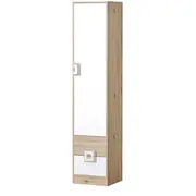 Grāmatu skapis Nico 05 Korpusa krāsa ozols  balts, Elementu ozols, Platums 40 cm, Dziļums Augstums 190 Materiāls Ksp finieris, Ar durtiņām 1