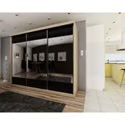 Skapis Top 32 ar Led Ar 1, Platums 250 cm, Dziļums 62 Augstums 200 Izgatavošanas materiāls Lksp, Plauktu skaits 11, Durvju 3, Bīdāmās durvis spoguli jā, plauktiem Krāsa ozols sonoma
