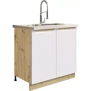 Virtuves skapis Glamour 12D-13D Augstums 82, Dziļums 51, Korpusa krāsa ozols artisan, Platums 80, Elementu balts, Ar durtiņam 1, Virsma Matēts, Materiāls  Mdf Lksp