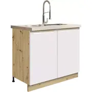 Virtuves skapis Glamour 12D-13D Augstums 82, Dziļums 51, Korpusa krāsa ozols artisan, Platums 90, Elementu balts, Ar durtiņam 1, Virsma Matēts, Materiāls  Mdf Lksp