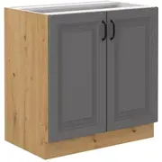 Virtuves skapis Stilo Artisan 80 D 2F Bb Augstums 82, Dziļums 52, Korpusa krāsa ozols artisan, Platums 80, Elementu pelēks, Ar durtiņam 1, Virsma Matēts, Materiāls  Mdf melamīns