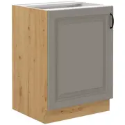 Virtuves skapis Stilo Artisan D 1F Bb Augstums 82, Dziļums 52, Korpusa krāsa ozols artisan, Platums 60, Elementu bēši pelēks, Ar durtiņam 1, Virsma Matēts, Materiāls  Mdf melamīns