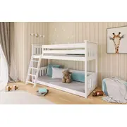 Bērnu gulta Kevin ar stelāžām Guļamvietas platums 80 cm, garums 160 Platums 87 Garums 168 Augstums 130 Attālums starp stāviem 72.6 Ar resti 1, veļas kasti Guļamvietu skaits 2, stelāžas tips koka, Izgatavošanas materiāls dabīgs koks Priede, Maks