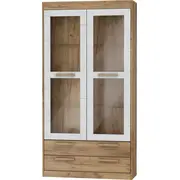 Grāmatu skapis Maximus Mxs 44 Platums 100 cm, Dziļums 33.4 Augstums 193 Materiāls laminēta Ksp, Virsma mātēta, Ar durtiņām 1, Krāsa zelts ozols  balts