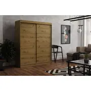 Skapis Emily Classic Platums 180 cm, Dziļums 60 Augstums 215 Izgatavošanas materiāls Lksp, Virsma Matēta, Plauktu skaits 6, Durvju 2, Bīdāmās durvis 1, Ar spoguli nē, ar plauktiem Krāsa ozols artisan