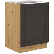 Virtuves skapis Stilo Artisan D 1F Bb Augstums 82, Dziļums 52, Korpusa krāsa ozols artisan, Platums 60, Elementu grafīts, Ar durtiņam 1, Virsma Matēts, Materiāls  Mdf melamīns