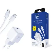 Cits mobilo telefonu aksesuārs 3Mk  Hyper Charger Pd Gan 25W Wall with Usb-C Cable - White 155662-0 5903108561945