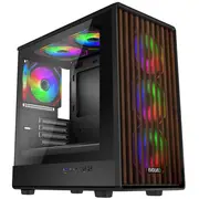 Evolveo Panthera, skříň mATX, 6X Argb ventilátor 120Mm, dřevěný přední panel  skleněná bočnice Panthera-Bk-6 8595683205849