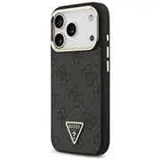 Guess Pu Leather 4G Strass Triangle Logo Gold Frame Magsafe Case Aizsargapvalks priekš iPhone 17 Pro / melns  Guhmp17Lp4Gtdgmk 3666339520977