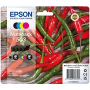 Tintes kasetne Epson 503 Multipack - 4 gab. Black, Yellow, Cyan, Magenta oriģināls blisteris ar Rf / skaņas trauksmes signālu tintes Expression Home Xp-5200, Xp-5205, Workforce Wf-2960Dwf, Wf-2965Dwf  C13T09Q64020 8715946707587