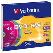 Verbatim Matricas DvdRw 4.7Gb 4X Colour Papildus Aizsardzība / 5Gb. Slim iepakojums  43297V 023942432975